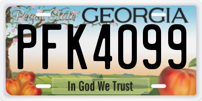 GA license plate PFK4099