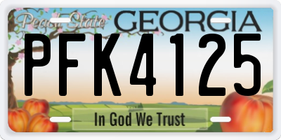 GA license plate PFK4125