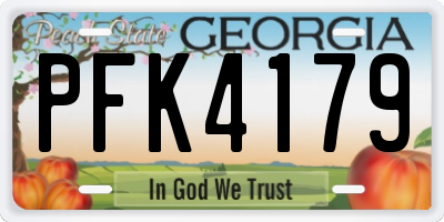 GA license plate PFK4179