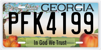 GA license plate PFK4199