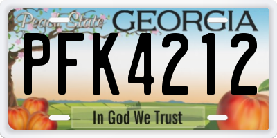 GA license plate PFK4212