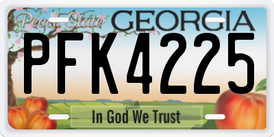 GA license plate PFK4225
