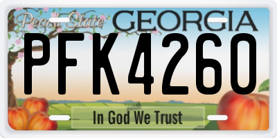 GA license plate PFK4260