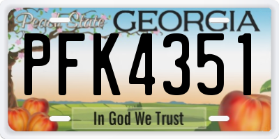 GA license plate PFK4351