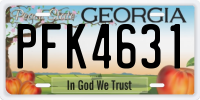 GA license plate PFK4631