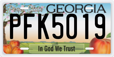 GA license plate PFK5019