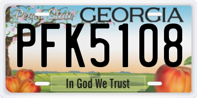 GA license plate PFK5108