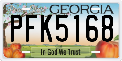 GA license plate PFK5168