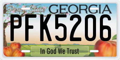 GA license plate PFK5206
