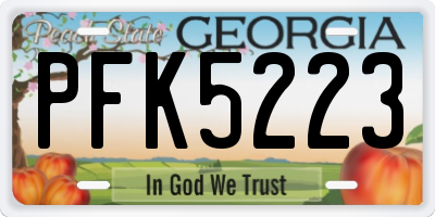 GA license plate PFK5223