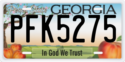 GA license plate PFK5275