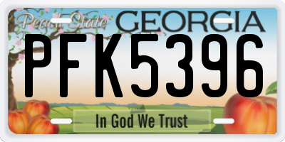 GA license plate PFK5396
