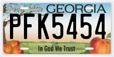 GA license plate PFK5454