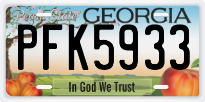 GA license plate PFK5933