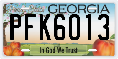 GA license plate PFK6013