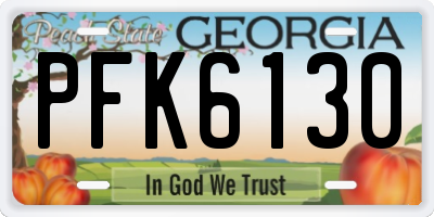 GA license plate PFK6130