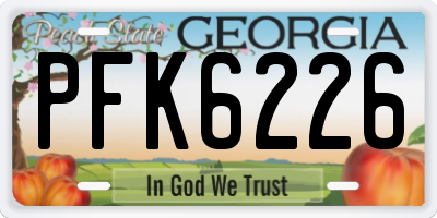 GA license plate PFK6226