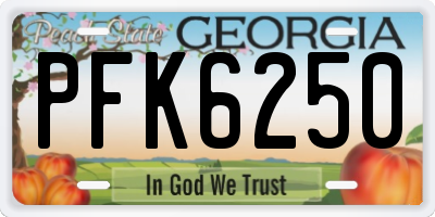 GA license plate PFK6250
