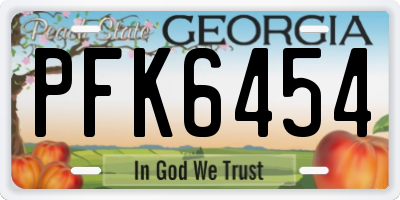 GA license plate PFK6454