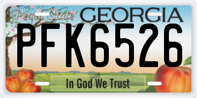 GA license plate PFK6526