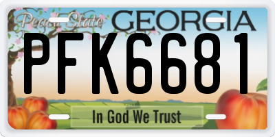 GA license plate PFK6681
