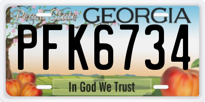 GA license plate PFK6734