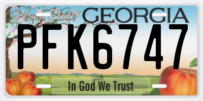 GA license plate PFK6747
