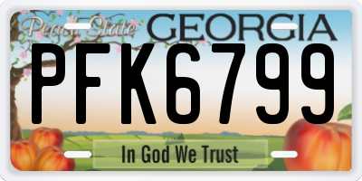 GA license plate PFK6799