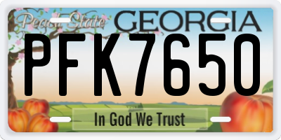 GA license plate PFK7650