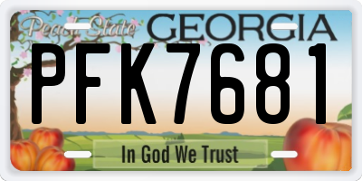 GA license plate PFK7681