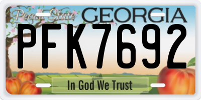 GA license plate PFK7692