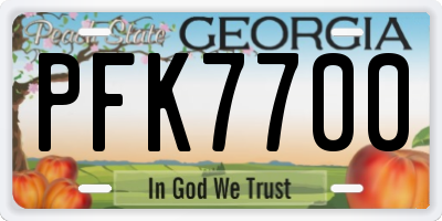 GA license plate PFK7700