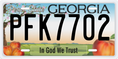 GA license plate PFK7702