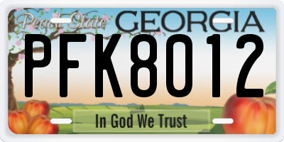 GA license plate PFK8012