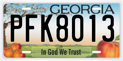 GA license plate PFK8013