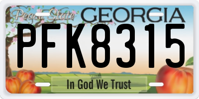 GA license plate PFK8315