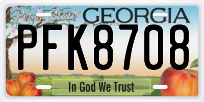 GA license plate PFK8708