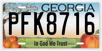 GA license plate PFK8716