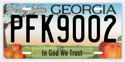 GA license plate PFK9002