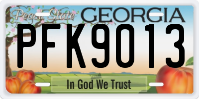 GA license plate PFK9013