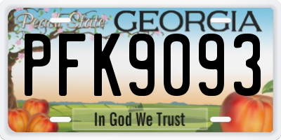 GA license plate PFK9093