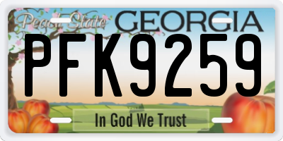 GA license plate PFK9259