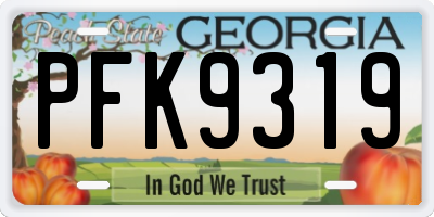 GA license plate PFK9319