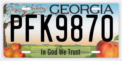 GA license plate PFK9870