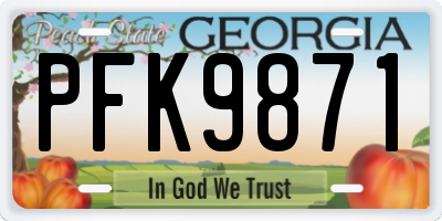 GA license plate PFK9871