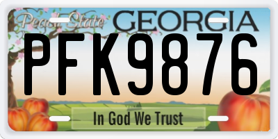 GA license plate PFK9876