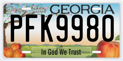 GA license plate PFK9980