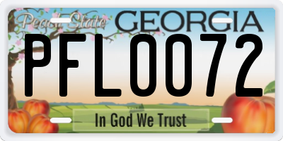 GA license plate PFL0072