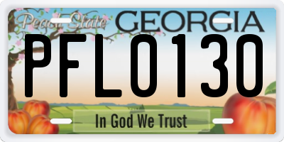 GA license plate PFL0130