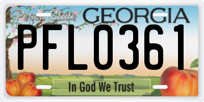 GA license plate PFL0361